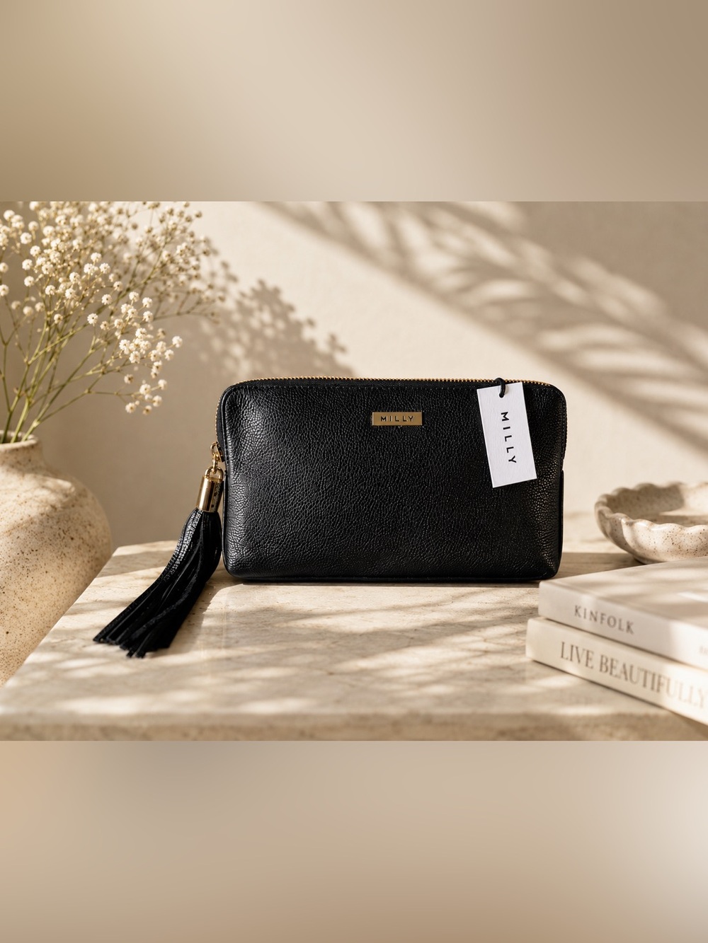 NWT Milly NY Pebble Leather Clutch